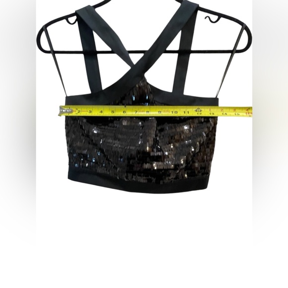 Zara Basics black sequin criss-cross back crop top size small - Picture 4 of 5